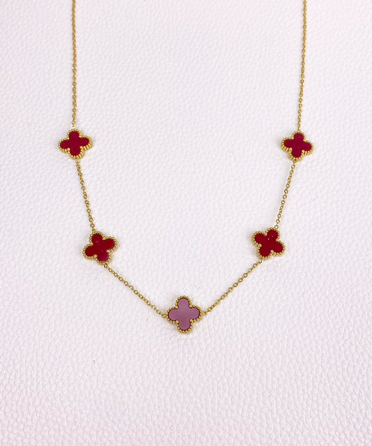 Burgundy van cleef gold necklace